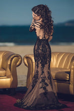 Load image into Gallery viewer, Seductive Black Lace Mermaid Bridal Dress Long Sleeves And Skillfully Beaded Alternative Bride This Is You