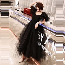 Load image into Gallery viewer, The Sales-Rack Gothic Inspired Black Boat Neck Bridal Dress Backless Off The Shoulder - A Thrifty Bride Shop