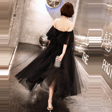 Load image into Gallery viewer, The Sales-Rack Gothic Inspired Black Boat Neck Bridal Dress Backless Off The Shoulder - A Thrifty Bride Shop