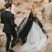 Load image into Gallery viewer, Vintage Ball Gown Gothic Bridal Dress Deep V Neck Sleeveless Lace Top And Tulle Skirt - A Thrifty Bride Shop