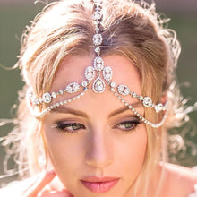 Load image into Gallery viewer, Head Chain Crystal Tiara Gold Silver Jewelry for Women Bridal Accessory