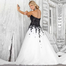 Load image into Gallery viewer, Goth/Alternative Bridal Dress Features Sweetheart Lace Applique Sequined Bodice And Stunning Full Tulle Skirt