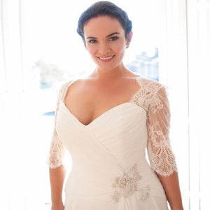 Plus Size  Beaded Chiffon Bridal Dress With Pleats And Beading Free Shipping - A Thrifty Bride Shop