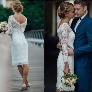 Short Lace Wedding Dress Formal Simple Bride to Be