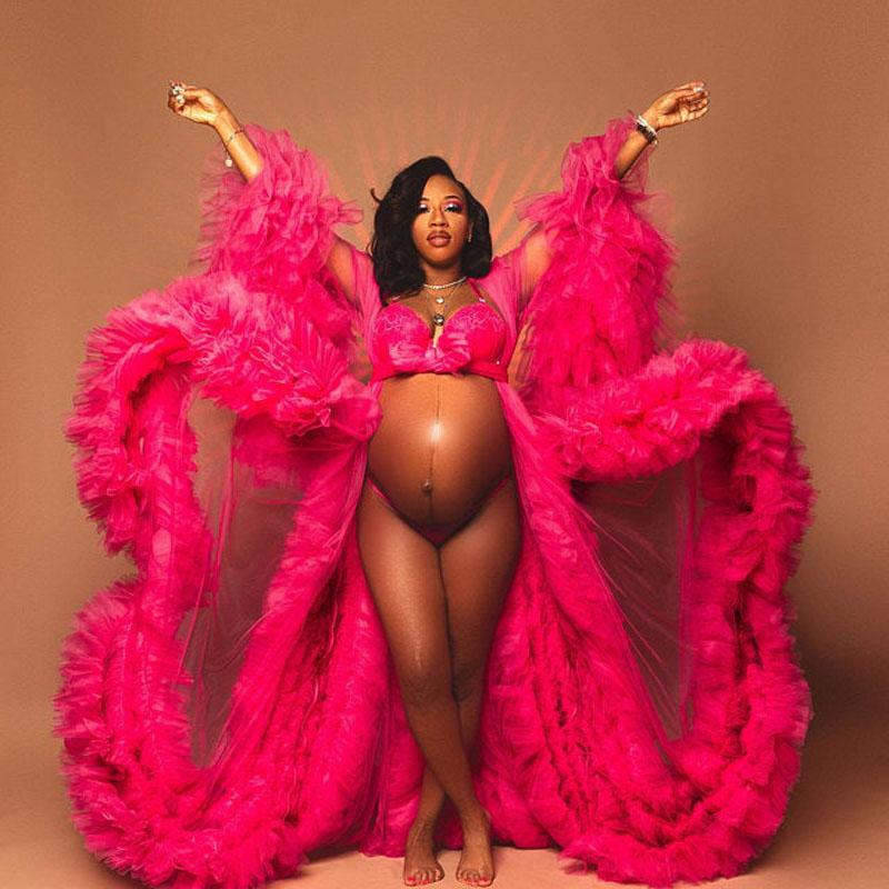 Hot Pink Maternity Dress Robe Dress Photo Shoot