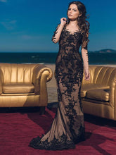 Load image into Gallery viewer, Seductive Black Lace Mermaid Bridal Dress Long Sleeves And Skillfully Beaded Alternative Bride This Is You