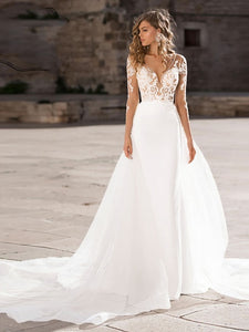 The Sales Rack-Boho Bridal Dress Elegant Lace Appliques New Design - A Thrifty Bride Shop