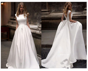 The Sales Rack-Stunning Autumn/Winter Bridal Dress Made In Satin Sexy V-back - A Thrifty Bride Shop