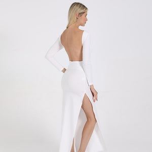 Long Sleeve Elegant Party/Bridal Maxi Dress Side High Split Backless And Sexy