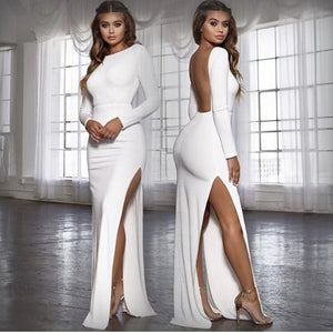 Long Sleeve Elegant Party/Bridal Maxi Dress Side High Split Backless And Sexy