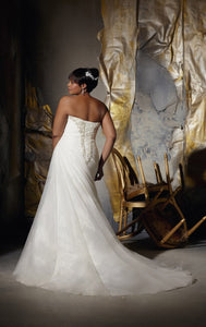 Sweetheart Mermaid Wedding Dress Organza With Crystal Chapel Train Fall and Winter Bride - A Thrifty Bride Shop