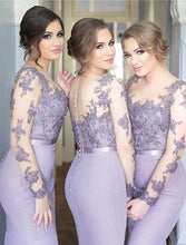 Load image into Gallery viewer, Lace Bridesmaids Gown/Dress Long Sleeves Elegant Sheath A-Line Style - A Thrifty Bride Shop
