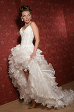 Load image into Gallery viewer, Sexy Hi-Lo Style Ruffled Organza Skirt Long Back Wedding Dress - A Thrifty Bride Shop