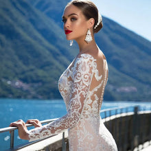 Load image into Gallery viewer, Luxury Mermaid Wedding Dress Long Sleeve And Sexy See Through Back - A Thrifty Bride Shop