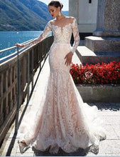 Load image into Gallery viewer, Luxury Mermaid Wedding Dress Long Sleeve And Sexy See Through Back - A Thrifty Bride Shop