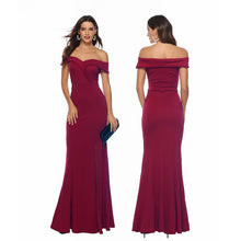 Load image into Gallery viewer, Elegant Off Shoulder Bridesmaid Dress With Slit Long Maxi Style