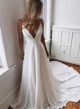 Load image into Gallery viewer, Simple &amp; Charming V-neck Neckline  Wedding Dress With Lace Back Bridal Dress
