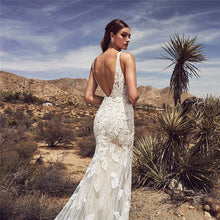 Load image into Gallery viewer, Romantic Lace Mermaid Boho Wedding Dress Sexy Backless With Long Train - A Thrifty Bride Shop