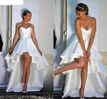 Load image into Gallery viewer, The Sales Rack-Hi-Lo Satin Strapless A Line Bridal Gown - A Thrifty Bride Shop