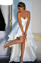 Load image into Gallery viewer, The Sales Rack-Hi-Lo Satin Strapless A Line Bridal Gown - A Thrifty Bride Shop