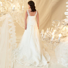 Load image into Gallery viewer, Sexy Plus Size Deep V Neck With Beading And Applique Lace Bridal Gown Has Sweep Train