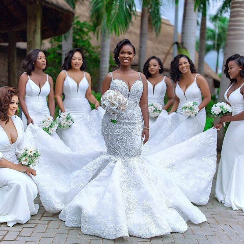 Mermaid Plus Size Wedding Dress With Cap Sleeves Elegant Appliques Lac –  Iyla-jenae