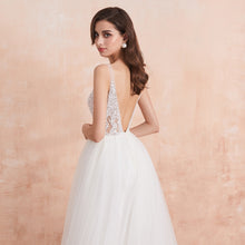 Load image into Gallery viewer, The-Sales Rack Sexy High Split Beaded Low Cut A Line Backless Bridal Gown