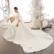 Load image into Gallery viewer, Vintage Inspired Matted Satin Wedding Dress With Big Bow Elegant Awe Inspiring