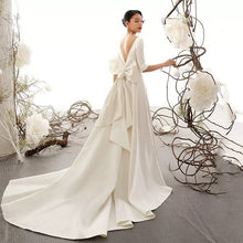 Load image into Gallery viewer, Vintage Inspired Matted Satin Wedding Dress With Big Bow Elegant Awe Inspiring