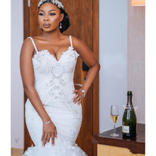 Load image into Gallery viewer, Stunning Mermaid Wedding Dress Featuring Sexy Open Back And Beaded Lace Handmade Bridal Gown Also in Plus Size