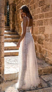 Stunning Beach Wedding Dress Bohemian Inspired Elegant Lace Appliques And Sexy Side Slit