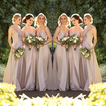 Load image into Gallery viewer, Stunning A-Line Satin Bridesmaid Dress With Spaghetti Back Straps And Floor Length