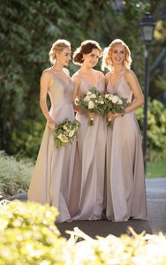 Stunning A-Line Satin Bridesmaid Dress With Spaghetti Back Straps And Floor Length