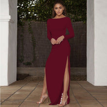 Load image into Gallery viewer, Long Sleeve Elegant Party/Bridal Maxi Dress Side High Split Backless And Sexy