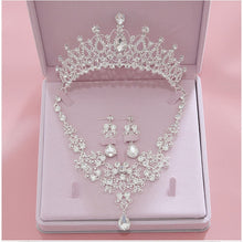Load image into Gallery viewer, High Quality Fashion Crystal Bridal Jewelry Set Features Tiara Crown Earrings And Necklace Accessory