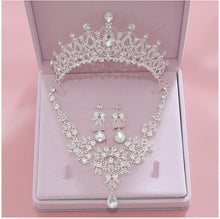 Load image into Gallery viewer, High Quality Fashion Crystal Bridal Jewelry Set Features Tiara Crown Earrings And Necklace Accessory