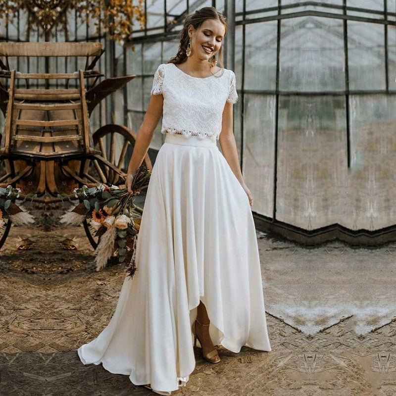 Bohemian Lace Crop Top Wedding Dress Light And Fun
