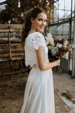 Load image into Gallery viewer, A-line Bohemian Two Piece Lace Crop Top Wedding Dress Light And Fun