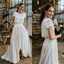 Load image into Gallery viewer, A-line Bohemian Two Piece Lace Crop Top Wedding Dress Light And Fun