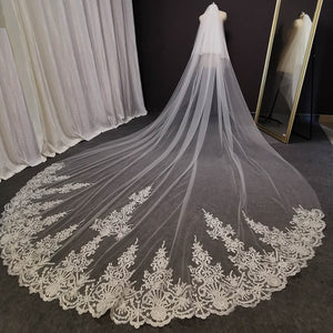 2 FT Long Lace Bridal Veil  With Comb Blusher Bride Headpiece Accessory