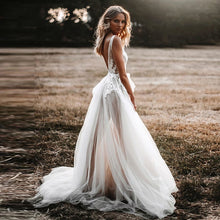 Load image into Gallery viewer, Sexy V-Neck Illusion Wedding Dress Boho Inspired With Lace Appliques