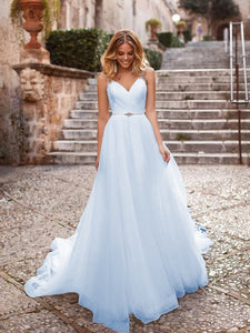 The Sales Rack-Luxury Bride Dress With Beading And Tulle A-line V-neck
