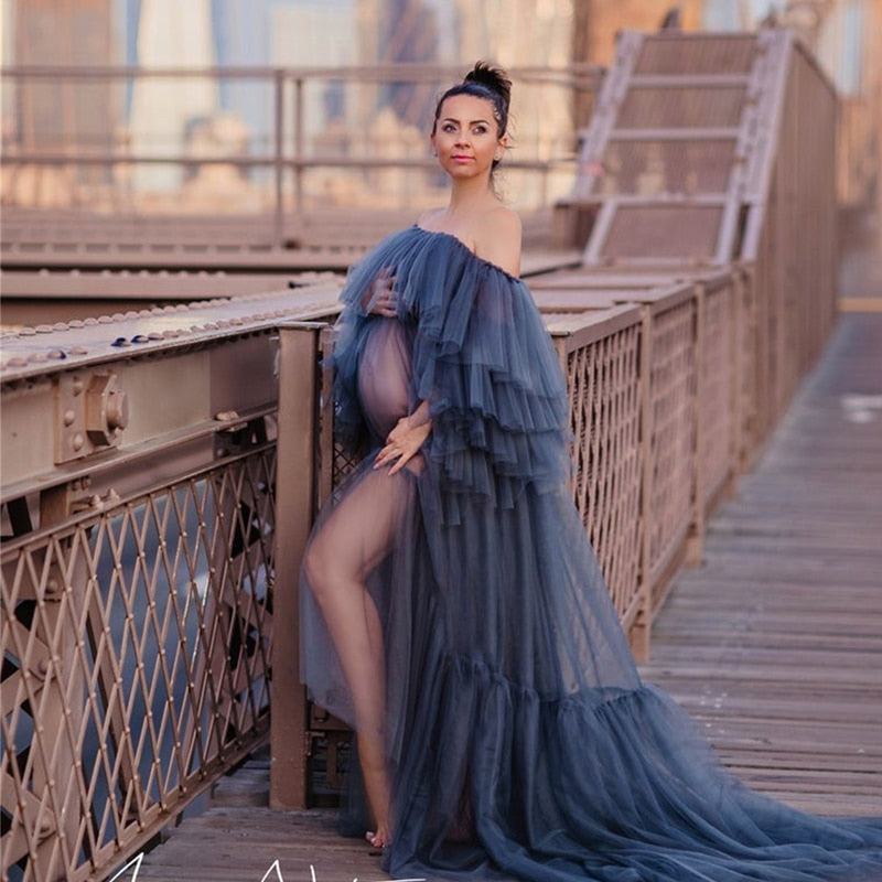 Illusion Tulle Maternity Kimono (Photo Shoot)