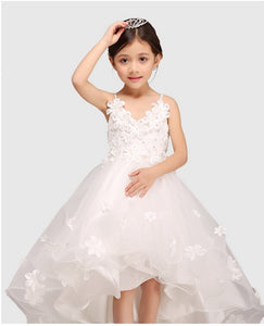 Glitz Spaghetti Straps Princess Flower Girl/Pageant Dress With Long Train - A Thrifty Bride Shop
