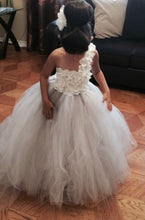 Load image into Gallery viewer, Flower Girl Dress With Little Petals On Bodice And Tutu Skirt With Train Tulle Couture Inspired - A Thrifty Bride Shop