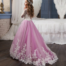 Load image into Gallery viewer, Elegant Lace Long Sleeves Flower Girl Dress With Court Train - A Thrifty Bride Shop
