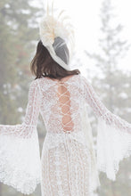 Load image into Gallery viewer, Lace Boho Wedding Dress Long Sleeves Floor Length And Backless Free Shipping - A Thrifty Bride Shop