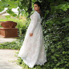 Load image into Gallery viewer, Plus size Lace Wed Dress Long-sleeves  A-line Elegant belt with flowers - A Thrifty Bride Shop