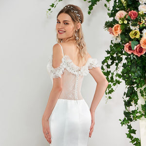 Elegant Spaghetti Straps And Beading Lace Sleeveless Wedding Dress Free Shipping - A Thrifty Bride Shop