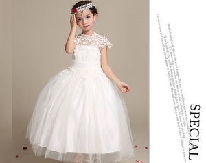 Elegant Flower Girl Dress Long Lace Princess Style - A Thrifty Bride Shop